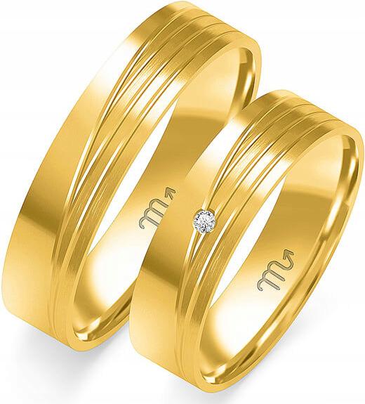 Svatební prsten s diamantem pro svatba 585, rok 8 9 10, klasický lesklý vzor