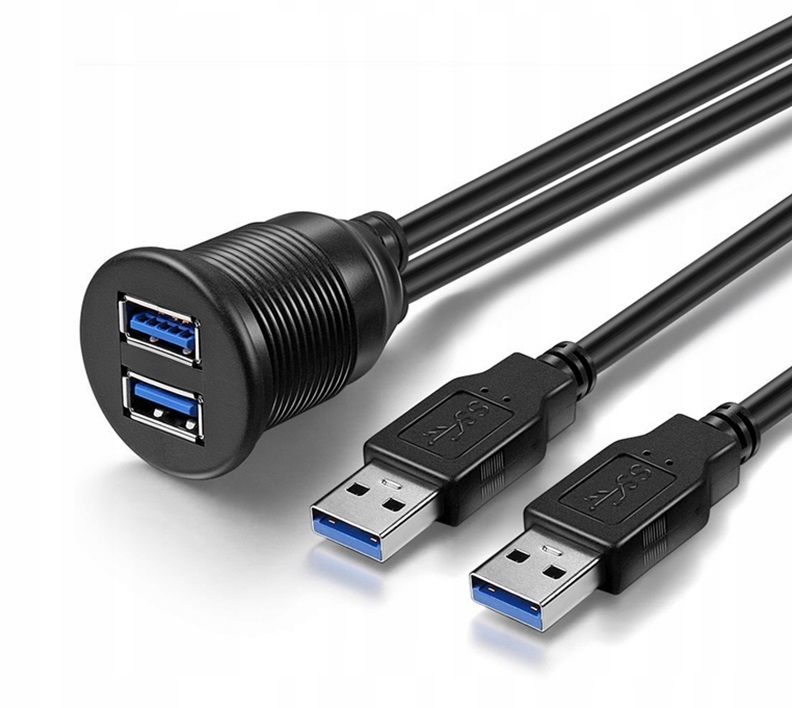 

Przedłużacz samochodowy 2xUSB 3.0 Do Radia dł. 2m