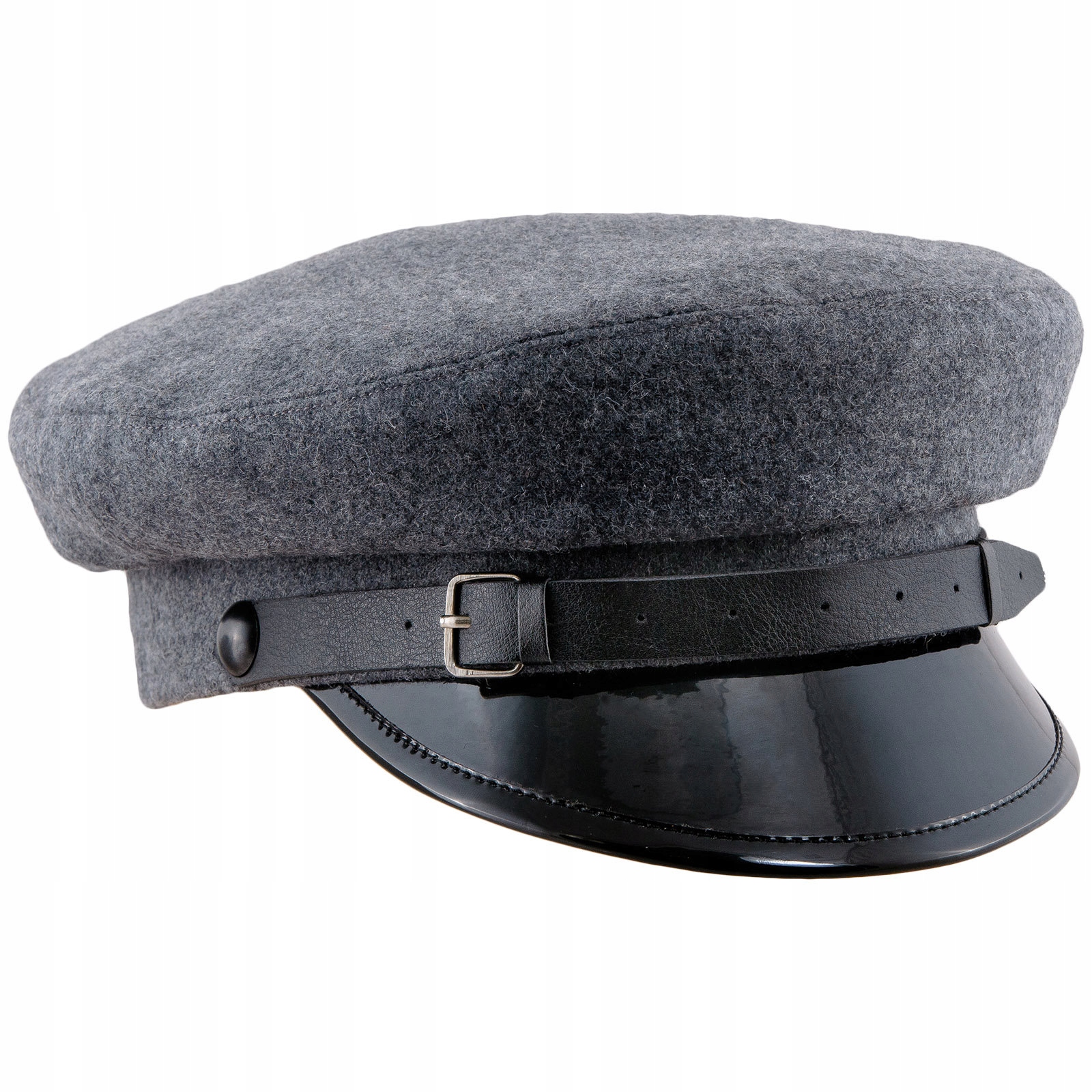 

Wełniana Czapka Maciejówka Z Daszkiem Szara 54 CM