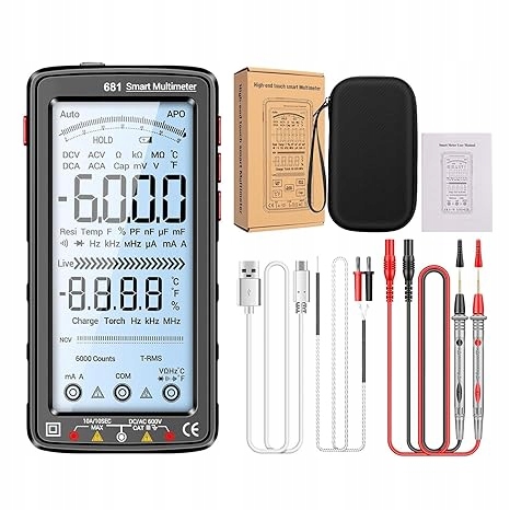 Digitální Multimetr, 6000 Počtů Tester Napětí Ac/dc, Měřič Odporu