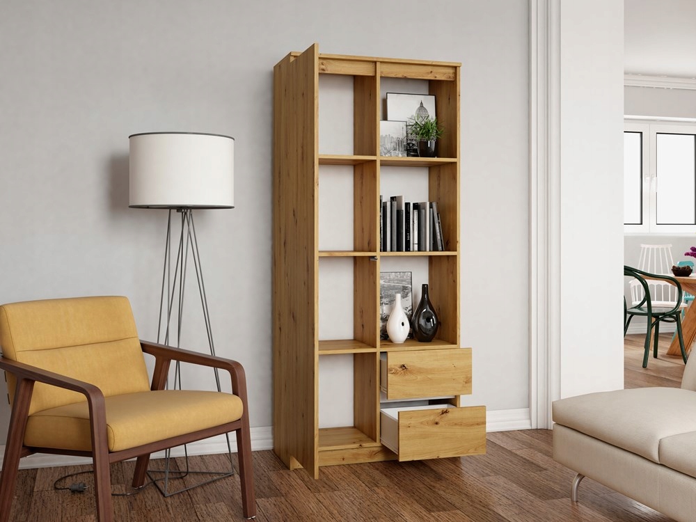 DUŻY REGAŁ DĄB ARTIS 80/180 SZUFLADY DO BIURA SŁUPEK KOMODA SZAFKA WITRYNA Marka bez marki