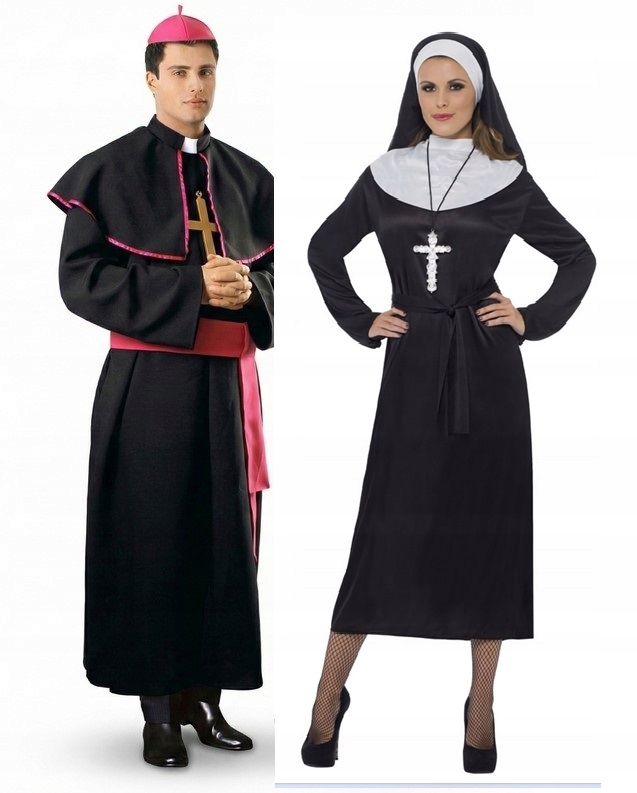 Převlek pro Páry Kněz XL jeptiška L kostým Karneval halloween Kostým