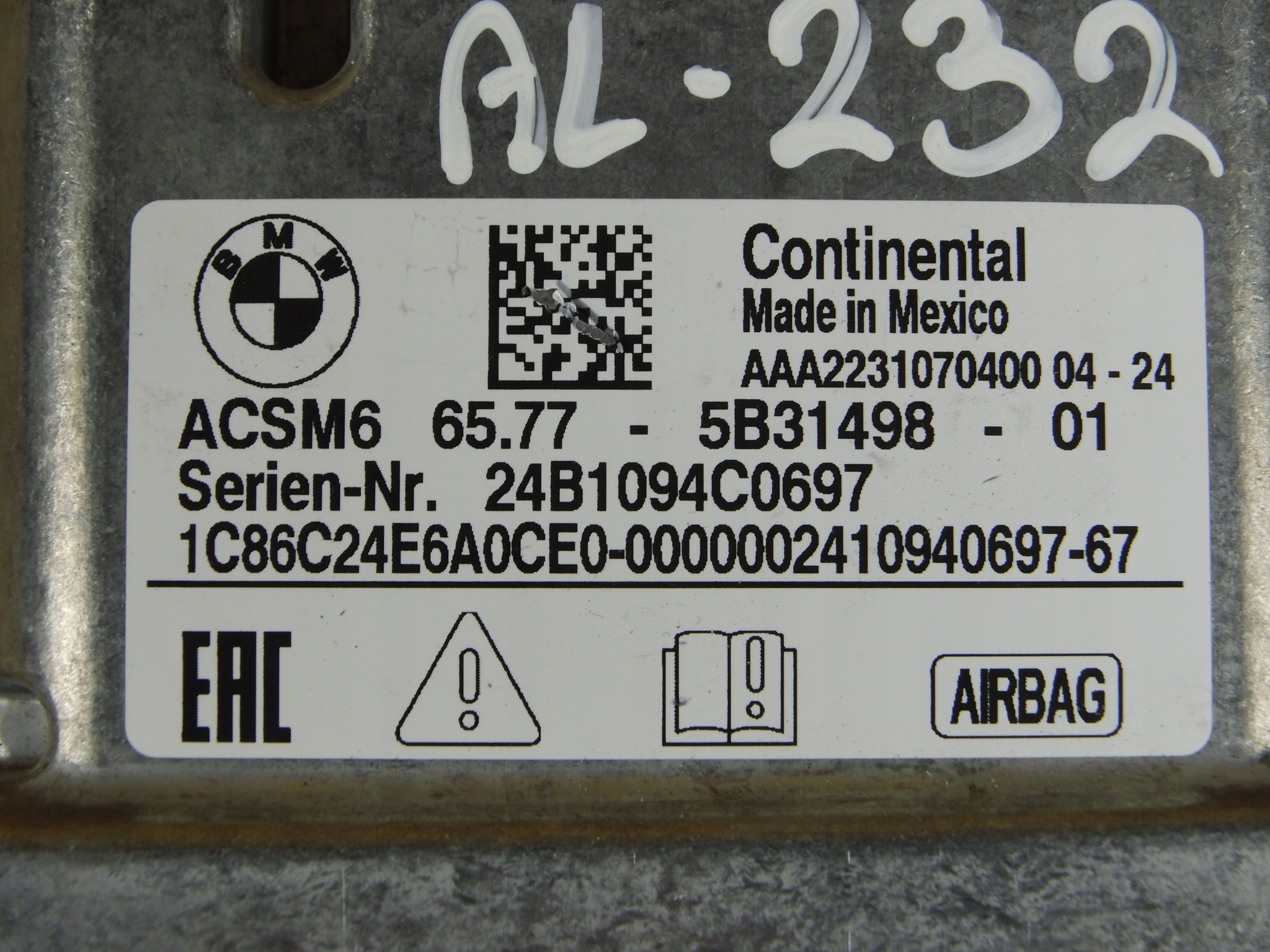 BMW modulo Centralina airbag airbag 65775B31498