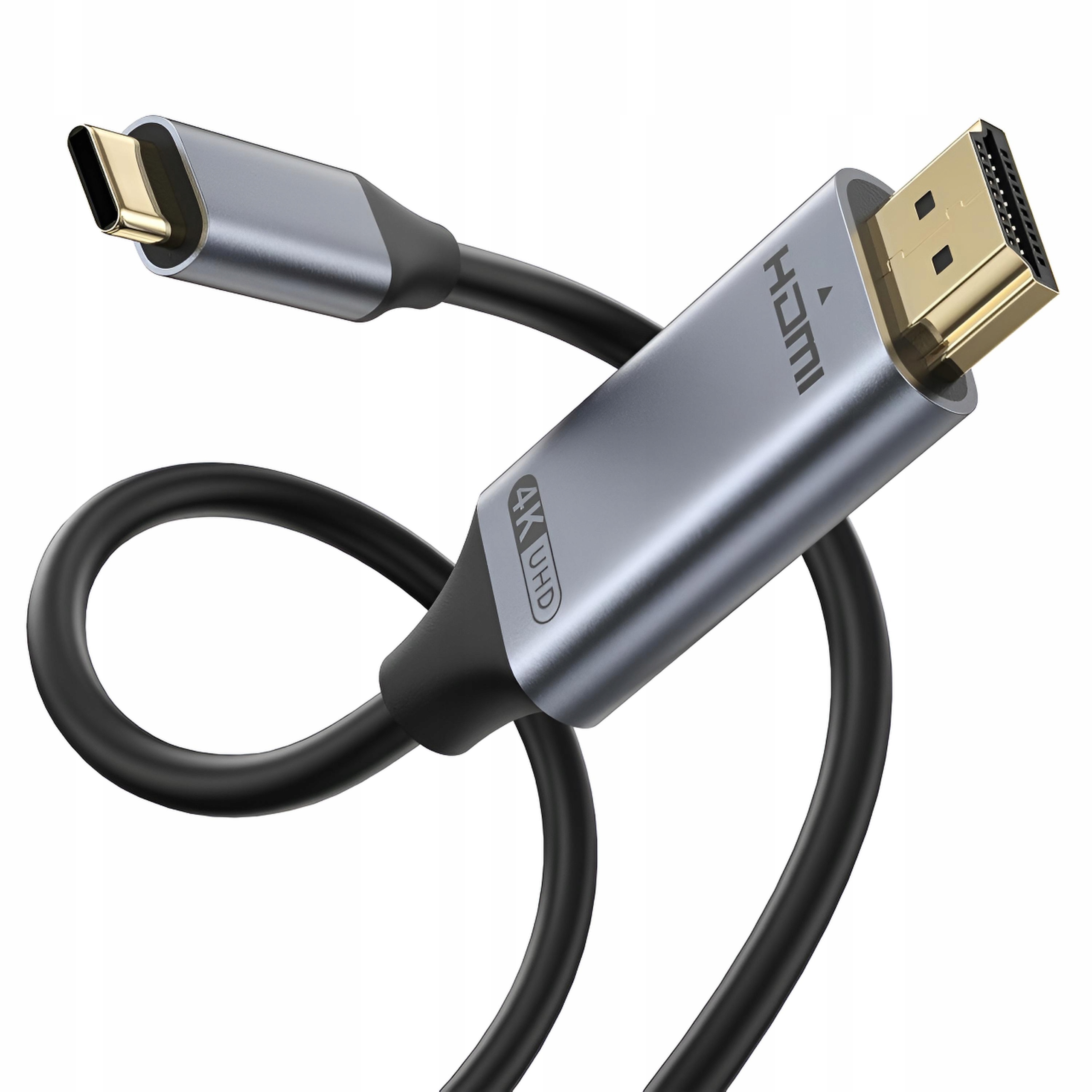 Kabel Usb C do Hdmi Adapter Przejściówka Usb-c Typ C 3.1 Fullhd 4K Uhd 1,8M