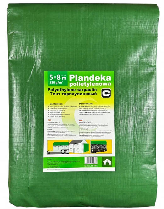 Plachta 5X8 M 180 G, Zelená, Silná