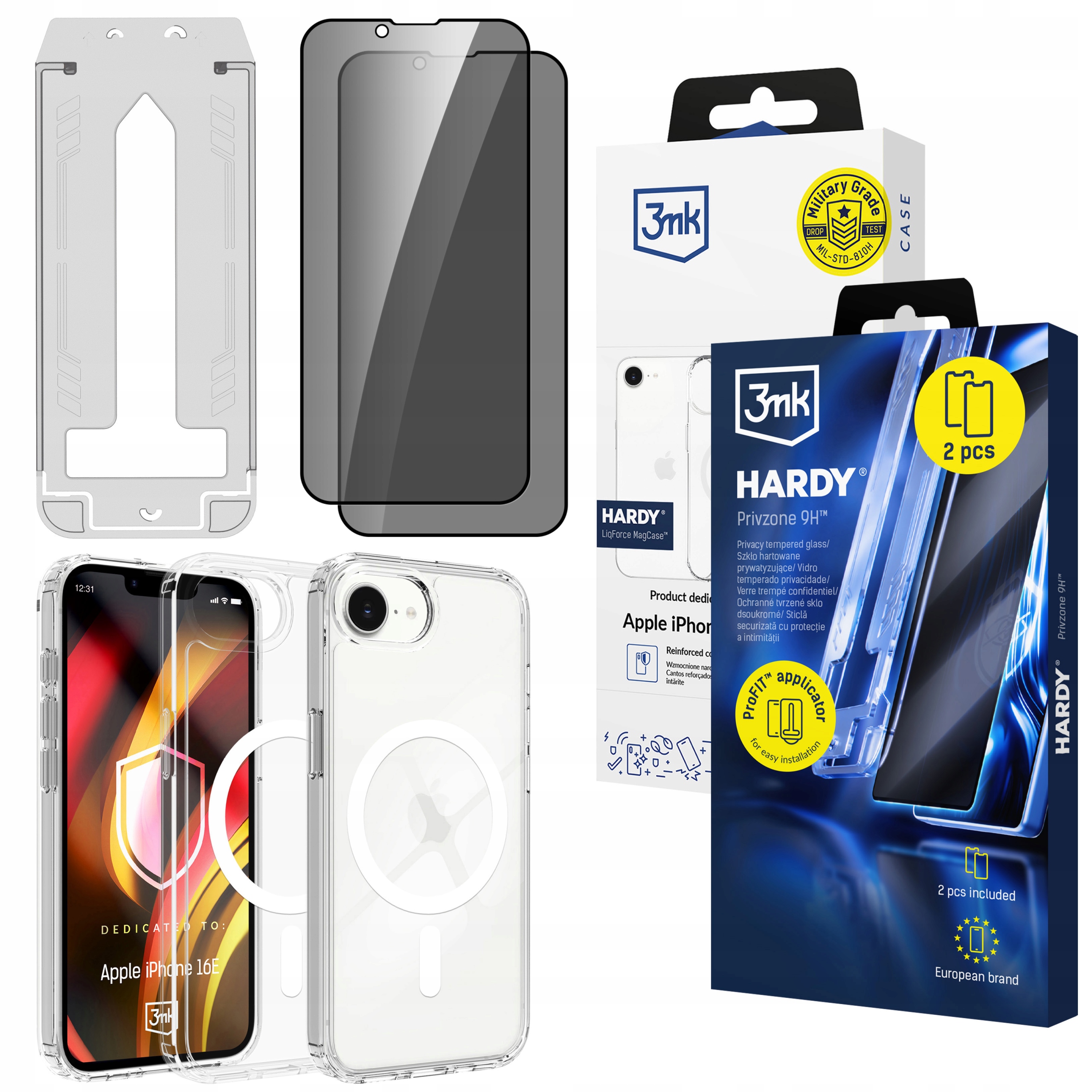 2x Tvrzené sklo 9H pouzdro na pouzdro 3mk Hardy pro iPhone 16E