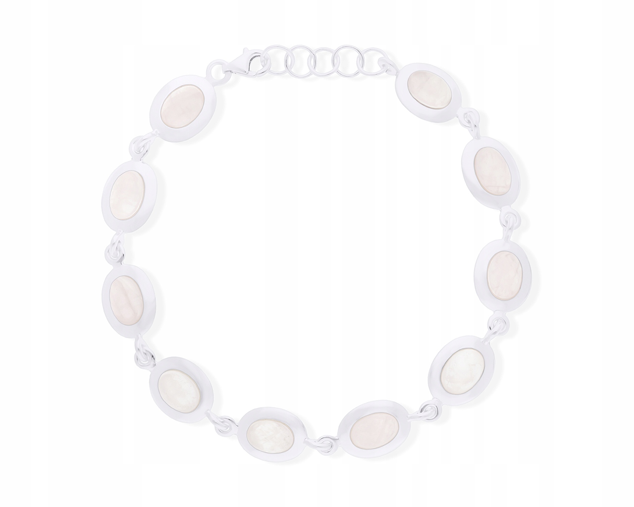 Stříbrný náramek 925 Dámský přírodní křemen růžový široký