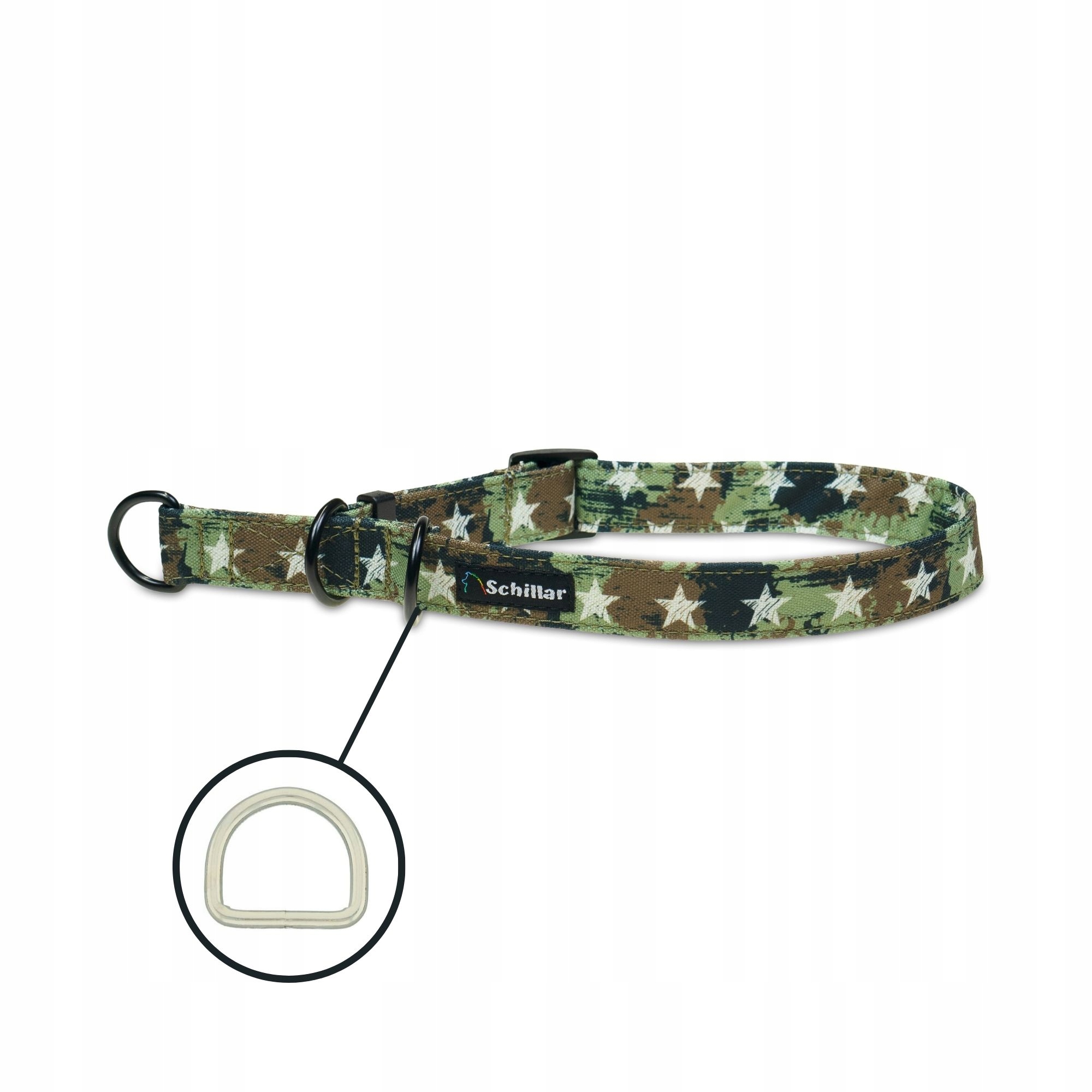 Levně Polostahovací obojek pro velkého psa barevný military star maskáčový L XL 40-60 cm