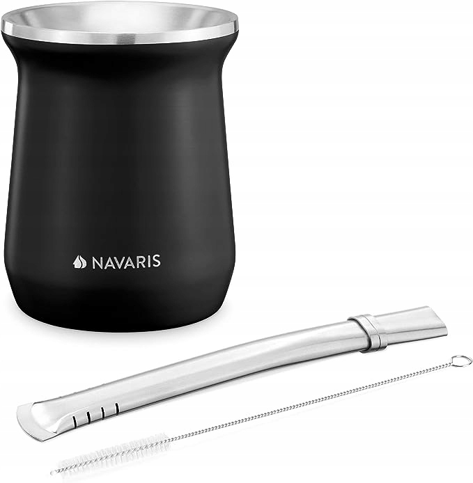 Sada Yerba Mate Kovový Hrnek Z Nerezové Oceli Brčko A Kartáč