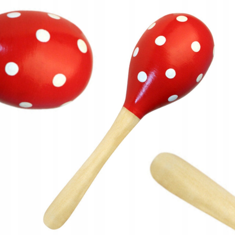 DUŻY MARAKAS DREWNIANA GRZECHOTKA DLA DZIECKA DREWNIANY INSTRUMENT ROZWÓJ