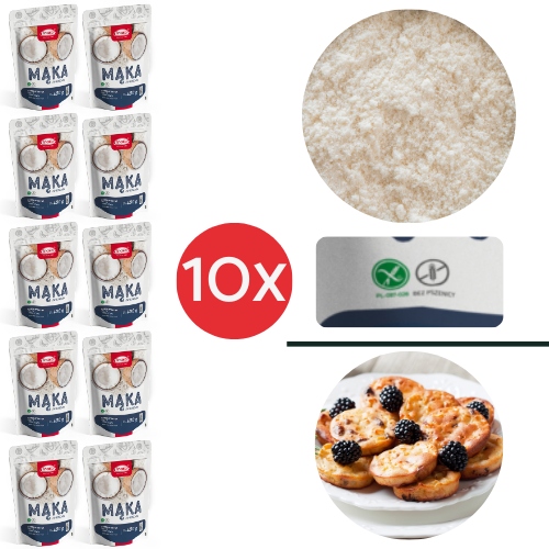10xKOKOSOVÁ Mouka 400G Bezlepková Incola Bez Pšenice Veganská Vláknina