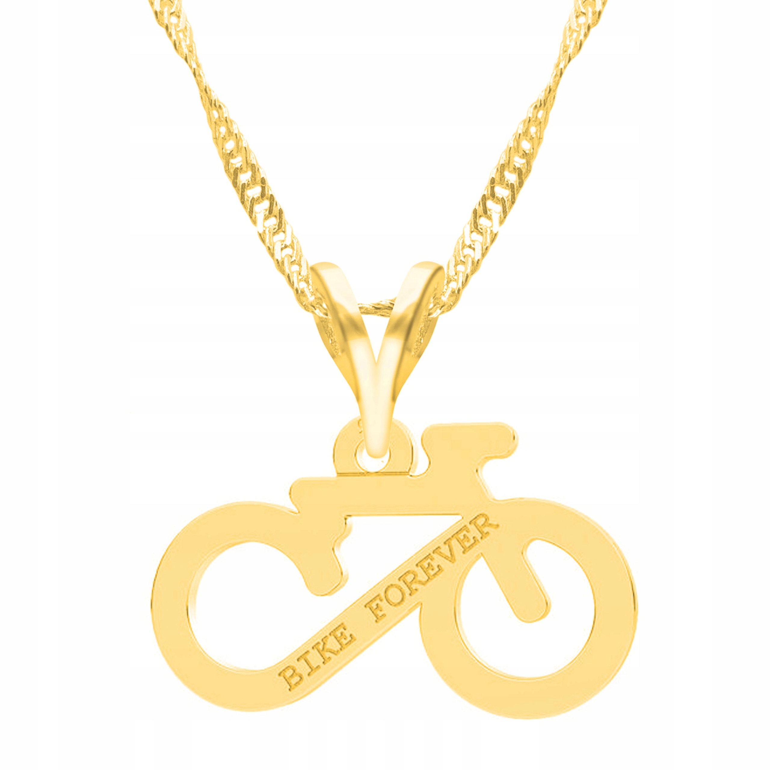 Zlatý náhrdelník Kolo Gravírování Kolo s gravírováním Bike Plech Stříbro 925