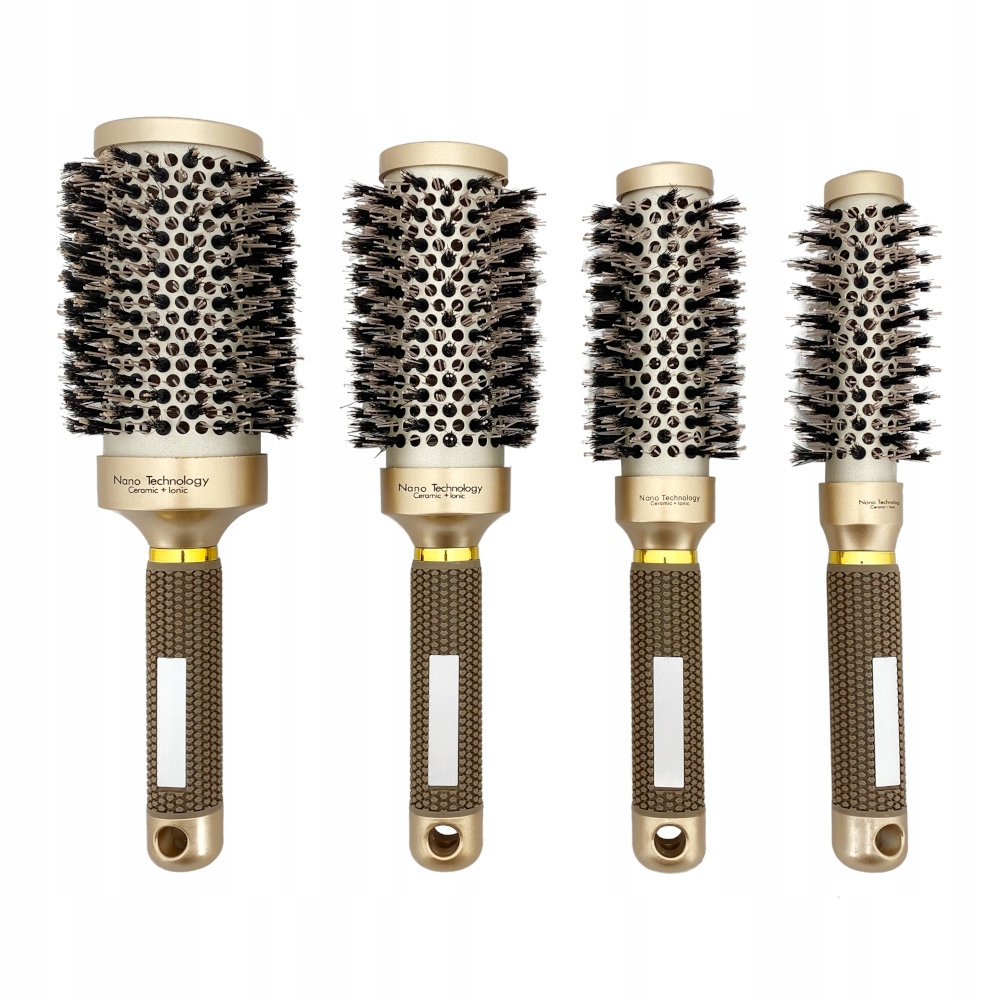 Zestaw Szczotka Ceramiczna Termiczna Do Włosów Z Włosiem Dzika Natural 4SZT