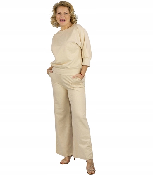 Teplákovka sportovní dámský komplet bavlna s širokými nohavicemi Miranda unisize