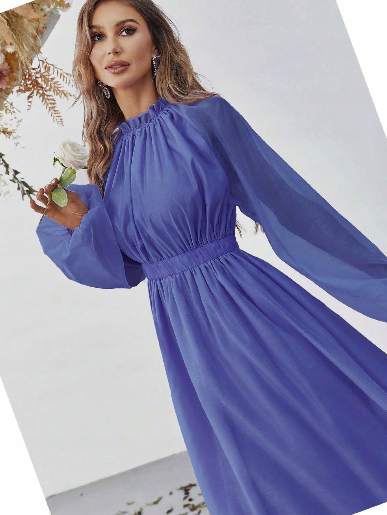 Šaty s bufiastými rukávy Faeriesty Večerní Maksi Šifonová M 38