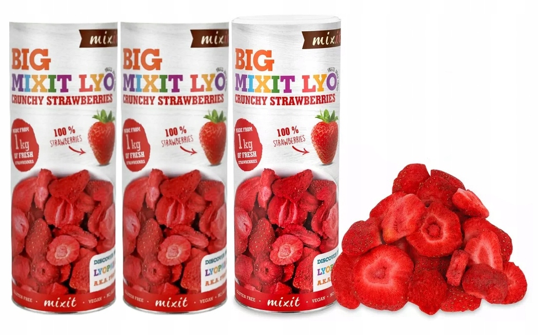 Levně Mixit Velké křupavé lyofilizované ovoce Jahoda 100 g x 3