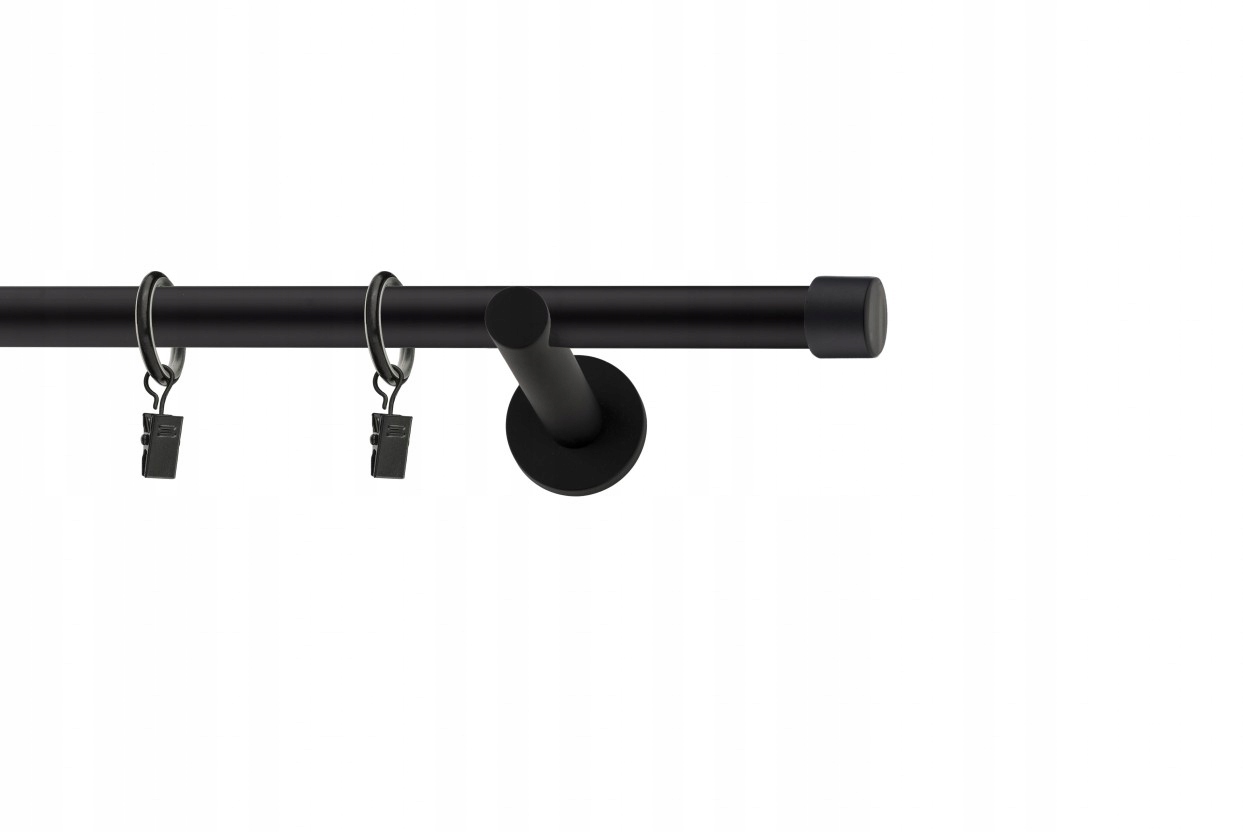 Karnisz metalowy pojedynczy Czarny Mat 440cm 19 mm Luna rózne wzory