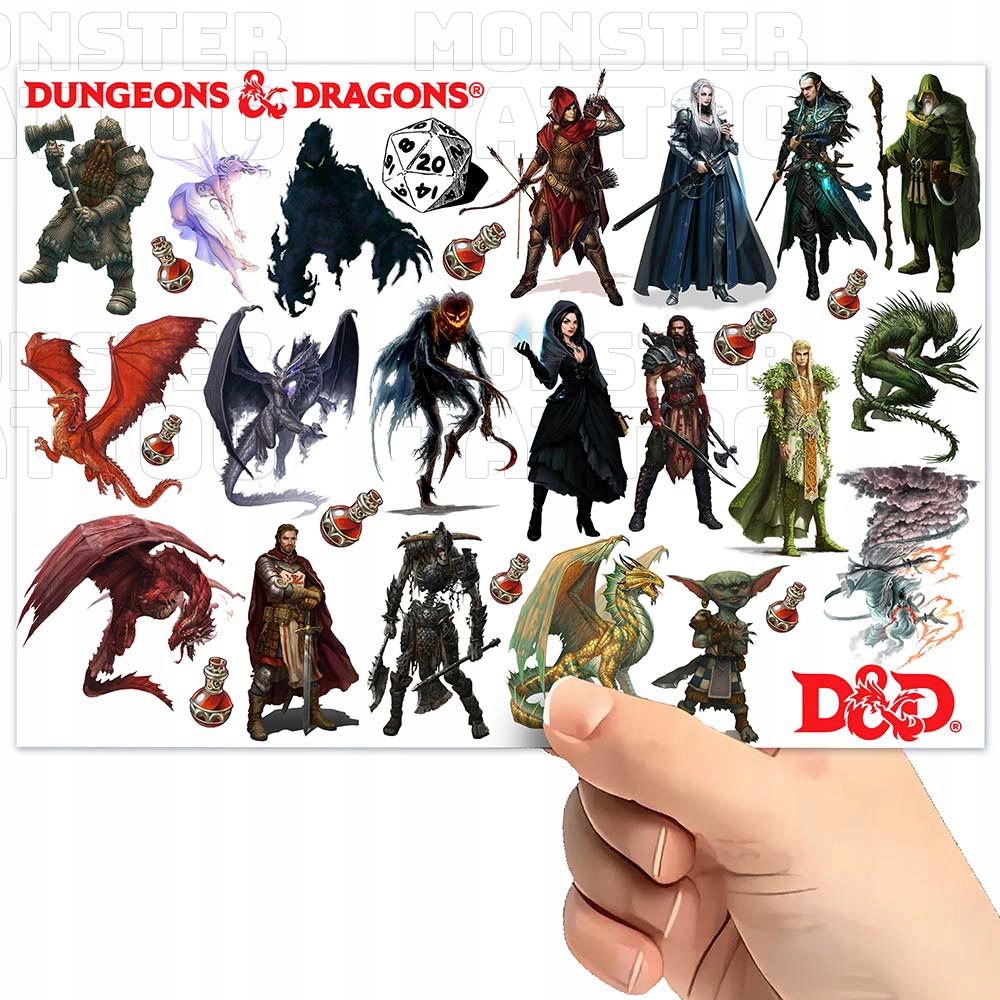 TATUAŻE ZMYWALNE TYMCZASOWE DLA DZIECI DUNGEONS & DRAGONS WZORY ORYGINALNE Typ naklejka