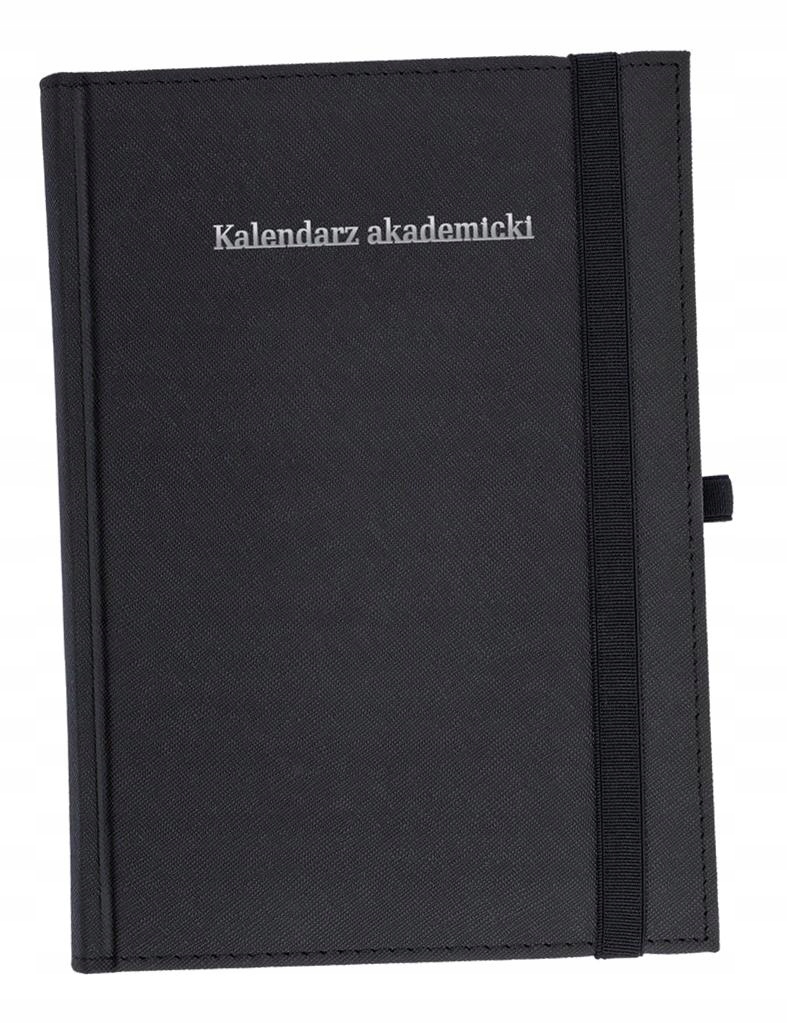 KALENDARZ AKADEMICKI A5 TYG CROSS Z GUMKĄ CZARNY OPRACOWANIE ZBIOROWE