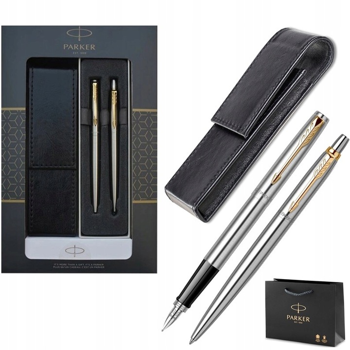 Pióro Długopis Parker Jotter Zestaw Stalowy Gt Napis własny Grawer