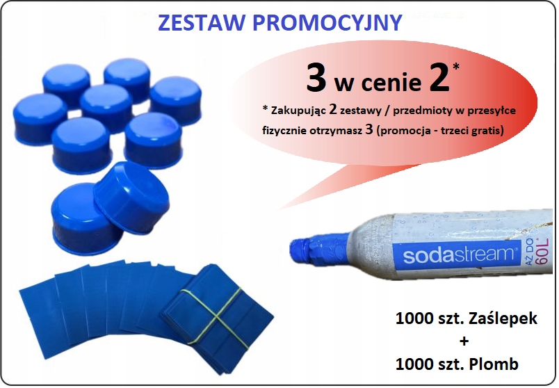 Zaślepki korki 1000 szt. plomby 1000 szt. Zestaw na zawór Sodastream