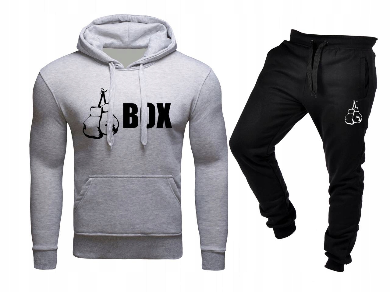 Tepláková Souprava Teplákovka Pánský Box Mikina A Kalhoty Šedá Černá M