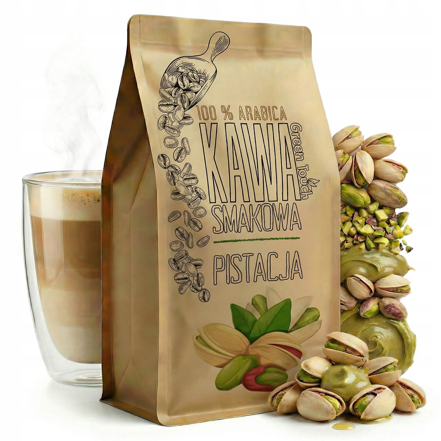 Levně Káva Zrnková příchuť Pistáciová pistácie arabica 1 kg Green Touch