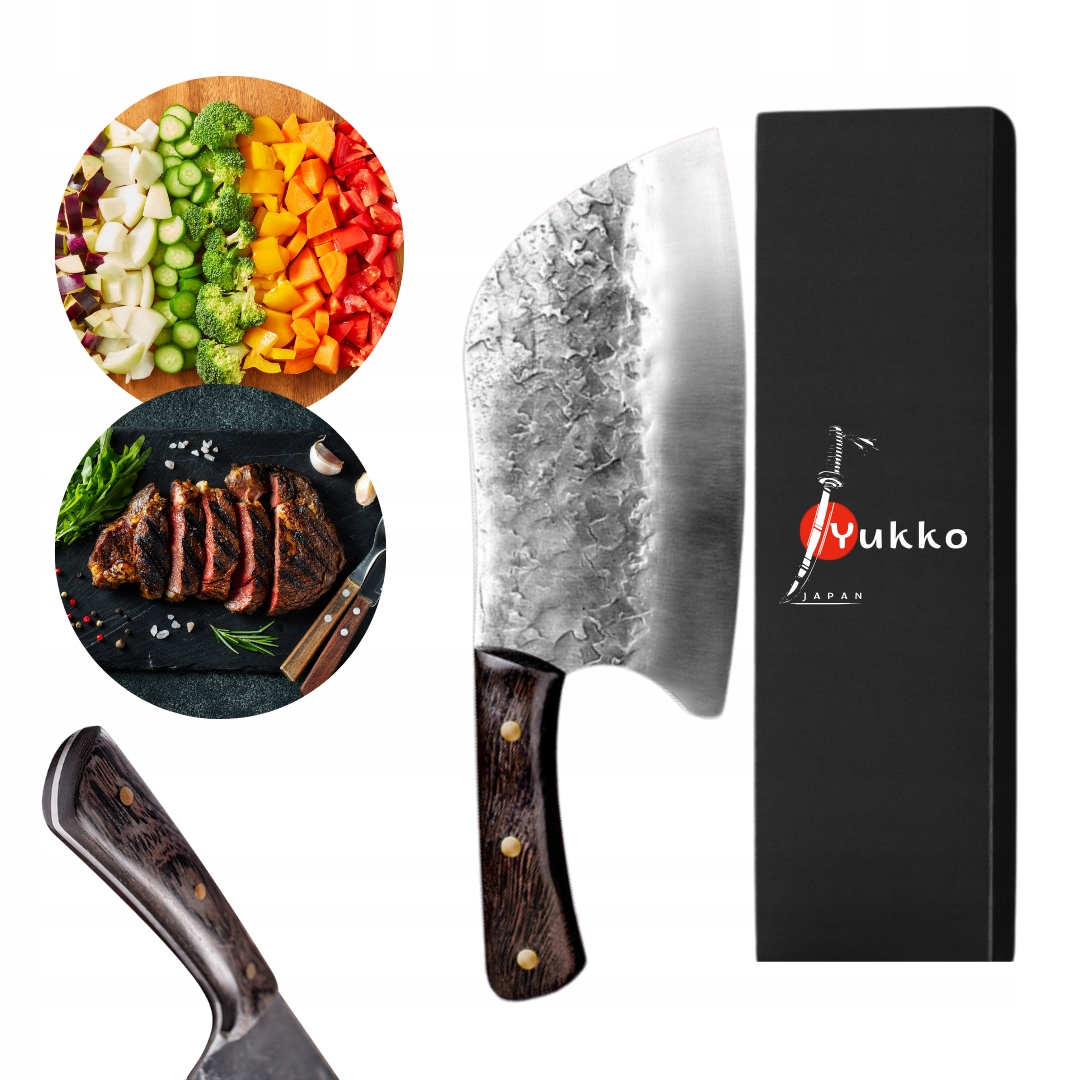 Sekáček Nůž Ručně Kovaný Šéfkuchaře Dřevo Ostrá Japonská Ocel Krabička