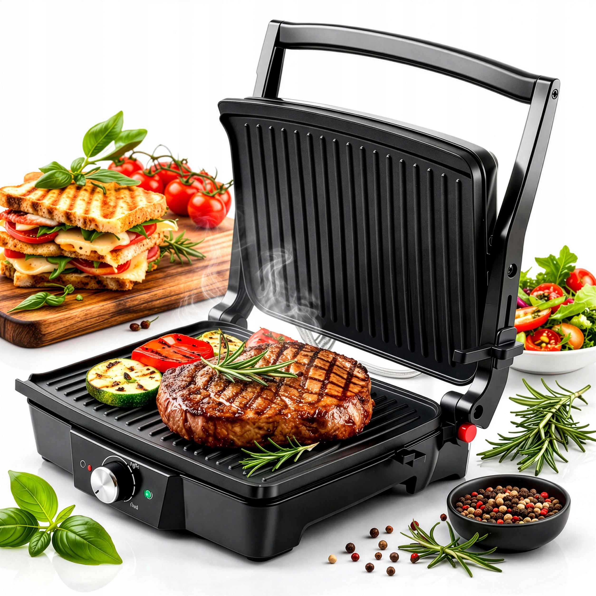 Grill Elektryczny Opiekacz Rozkładany Duży Ogrodowy Nieprzywierający 2500W