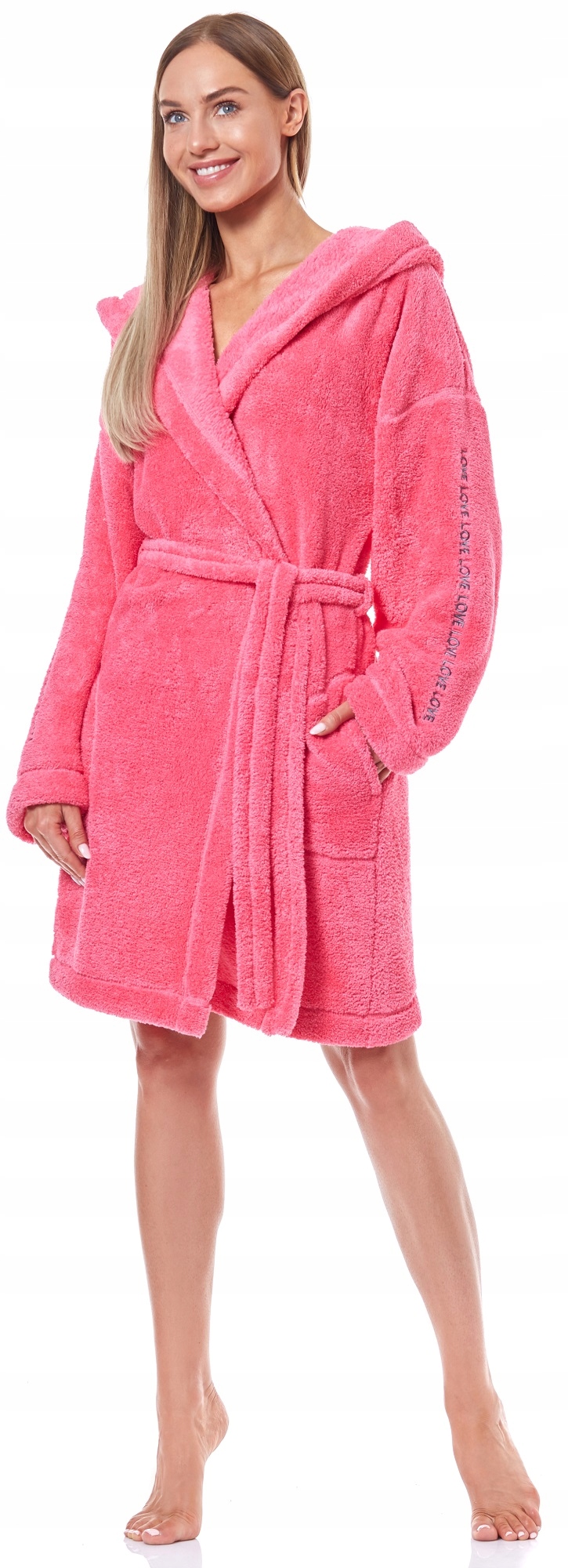 LOVE KRÓTKI PUCHOWY DAMSKI SZLAFROK PODOMKA L Rozmiar L