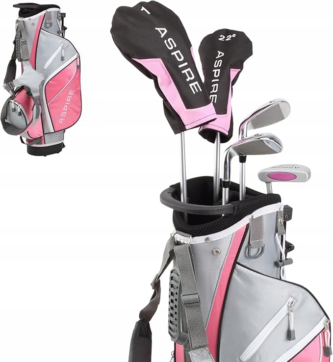 Sada golfových holí pro děti Aspire Junior Plus 9-10 let, pravá růžová