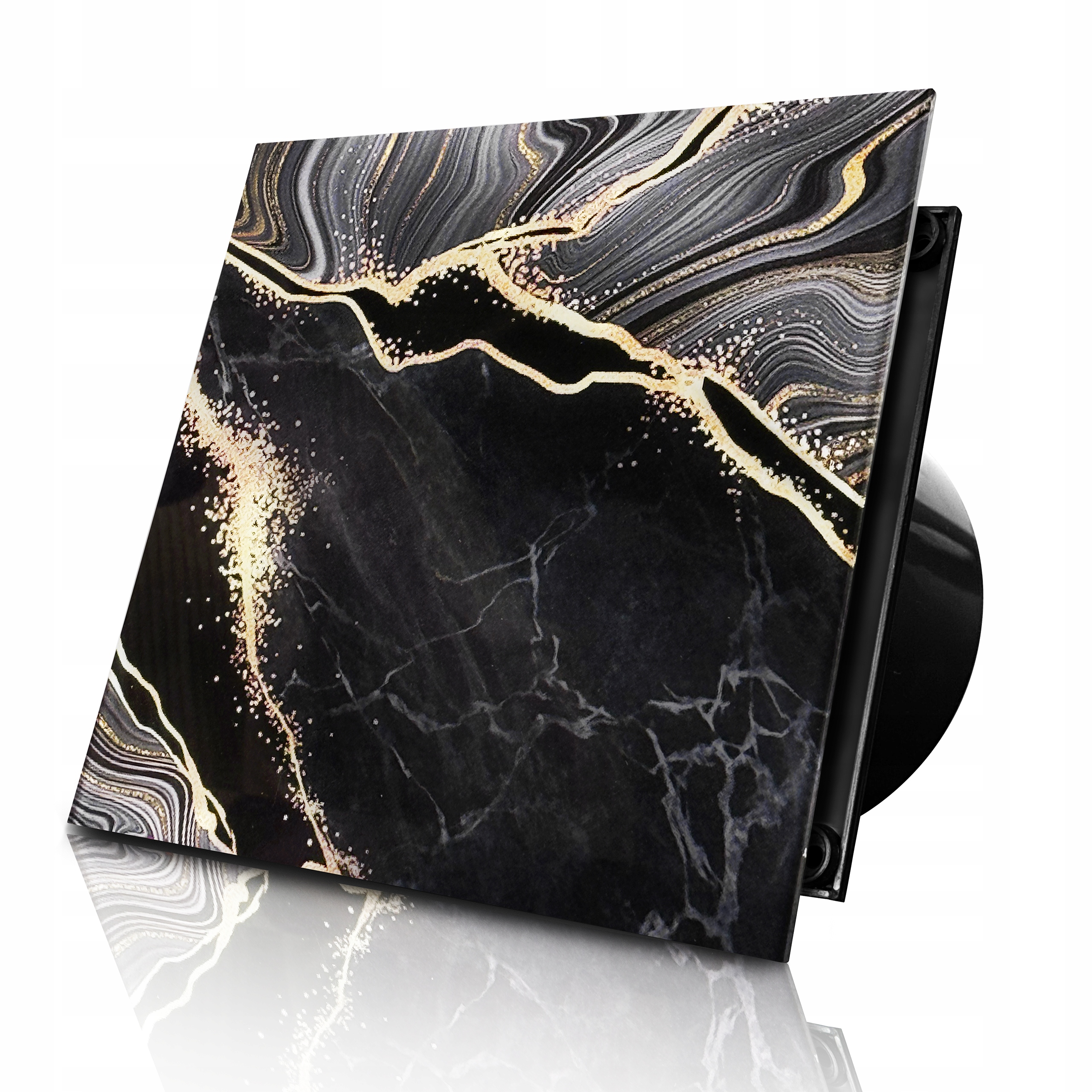 Wentylator Łazienkowy 100MM Szkło 52 100M3/H Cichy 35db+KLAPA Zwrotna