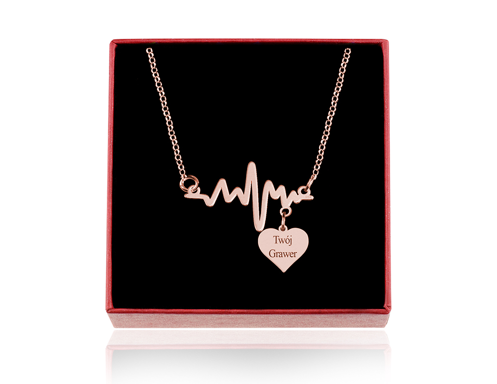 

Naszyjnik Linia Życia Puls Serce Grawer Srebro Róż