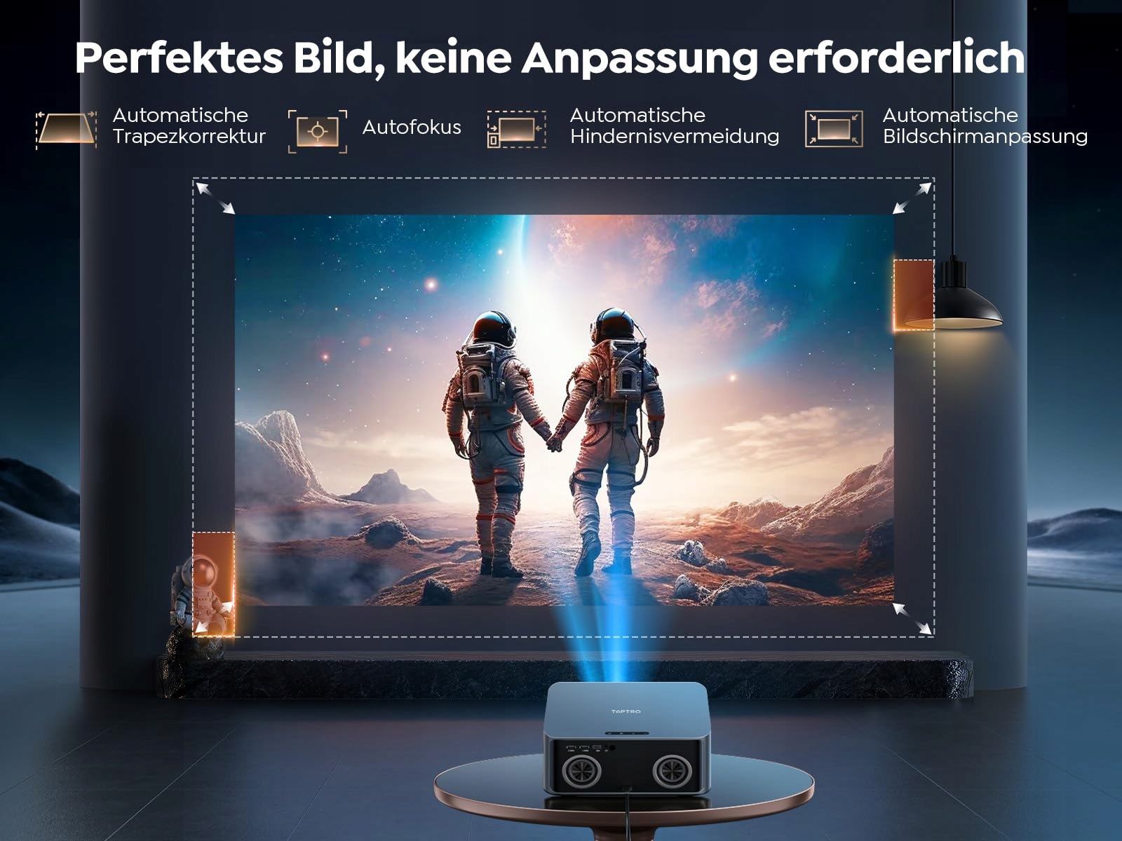 TOPTRO Projektor 4K 1200 ANSI Netflix Dolby Audio Bluetooth WiFi Kino — miniatura 6