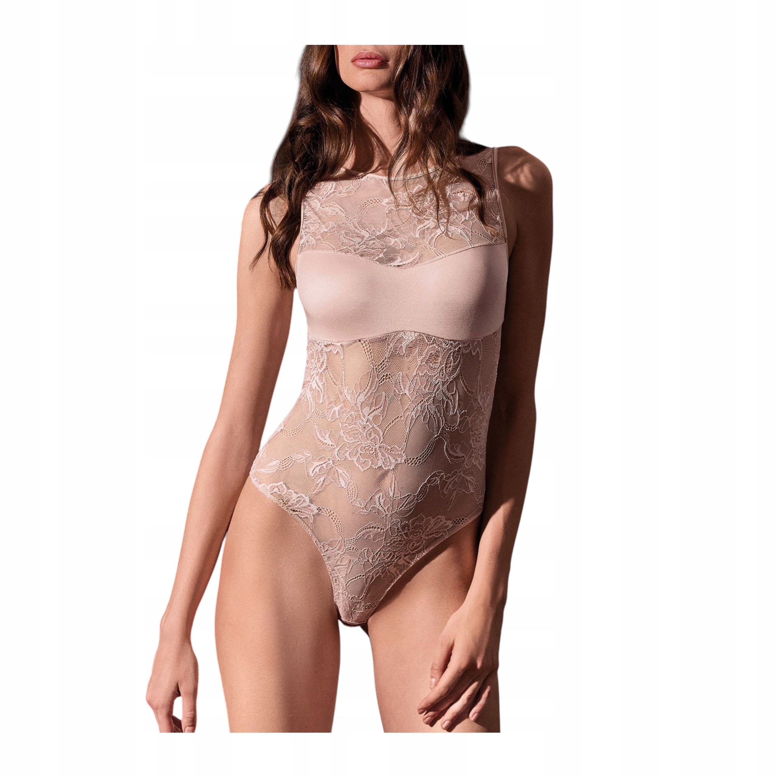 Dámské krajkové body růžové Bez Rukávů Sexy pohodlné 4177 Lormar XL