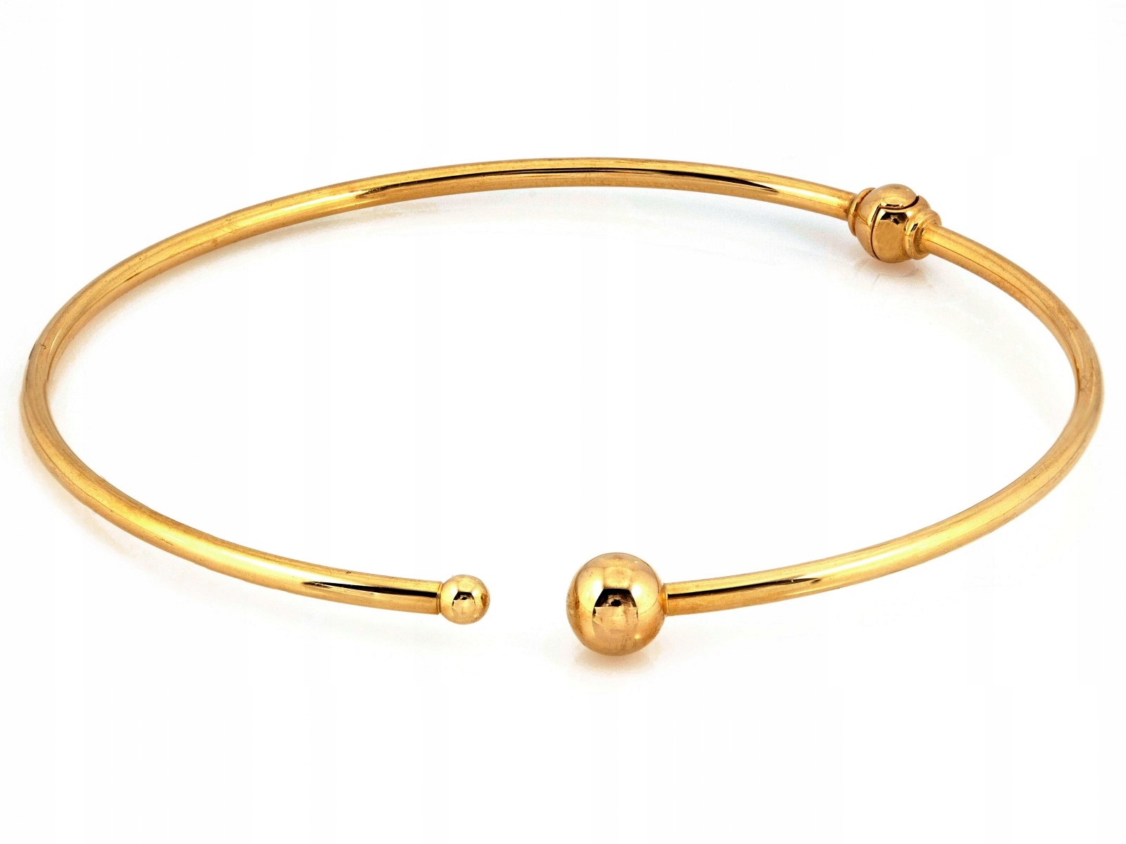 Zlatý pevný náramek bangle 585 s kuličkou, velikost 16, váha 3.23 g, dámský