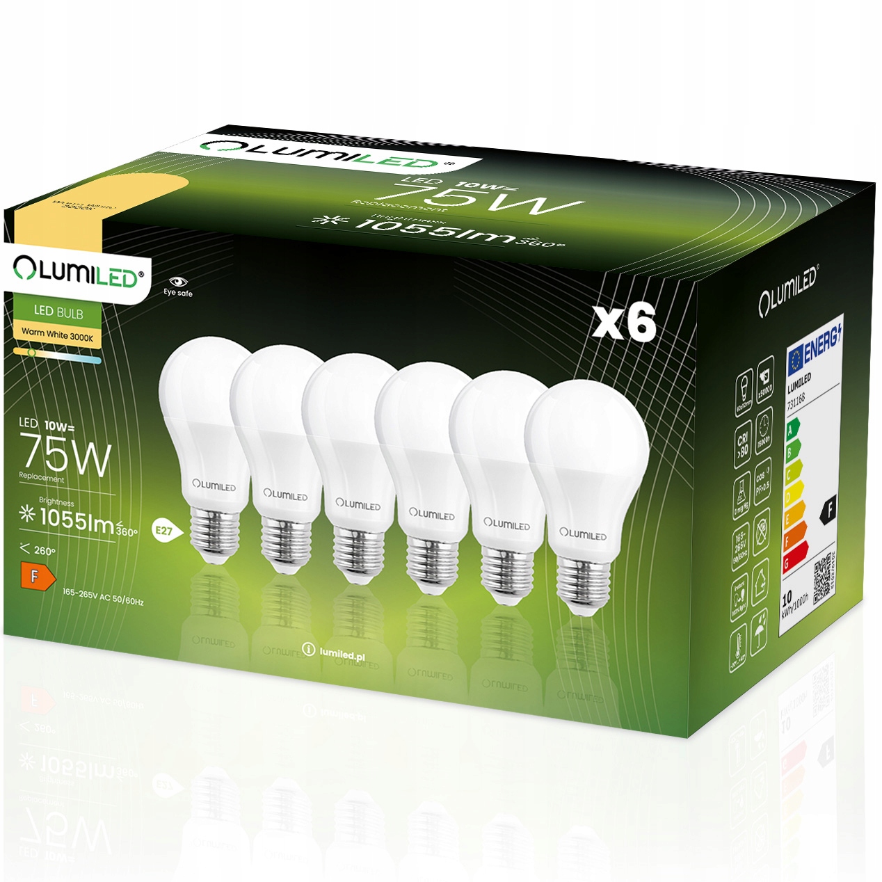 6x Żarówka LED E27 10W = 95W 1055lm LUMILED 3000K