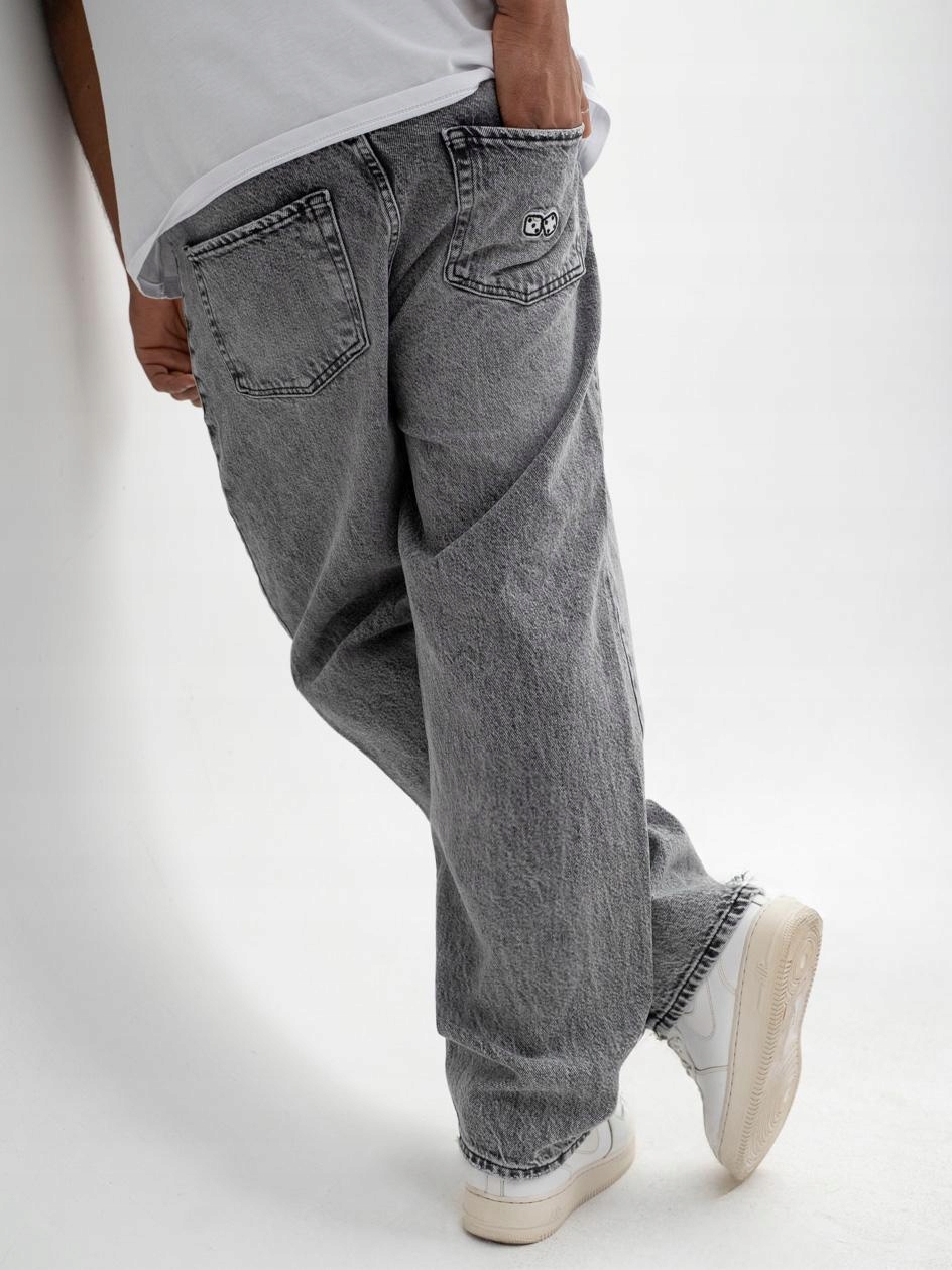 Široké Džínové Kalhoty Baggy Pánské Šedé Lucky Dice Polská Značka M