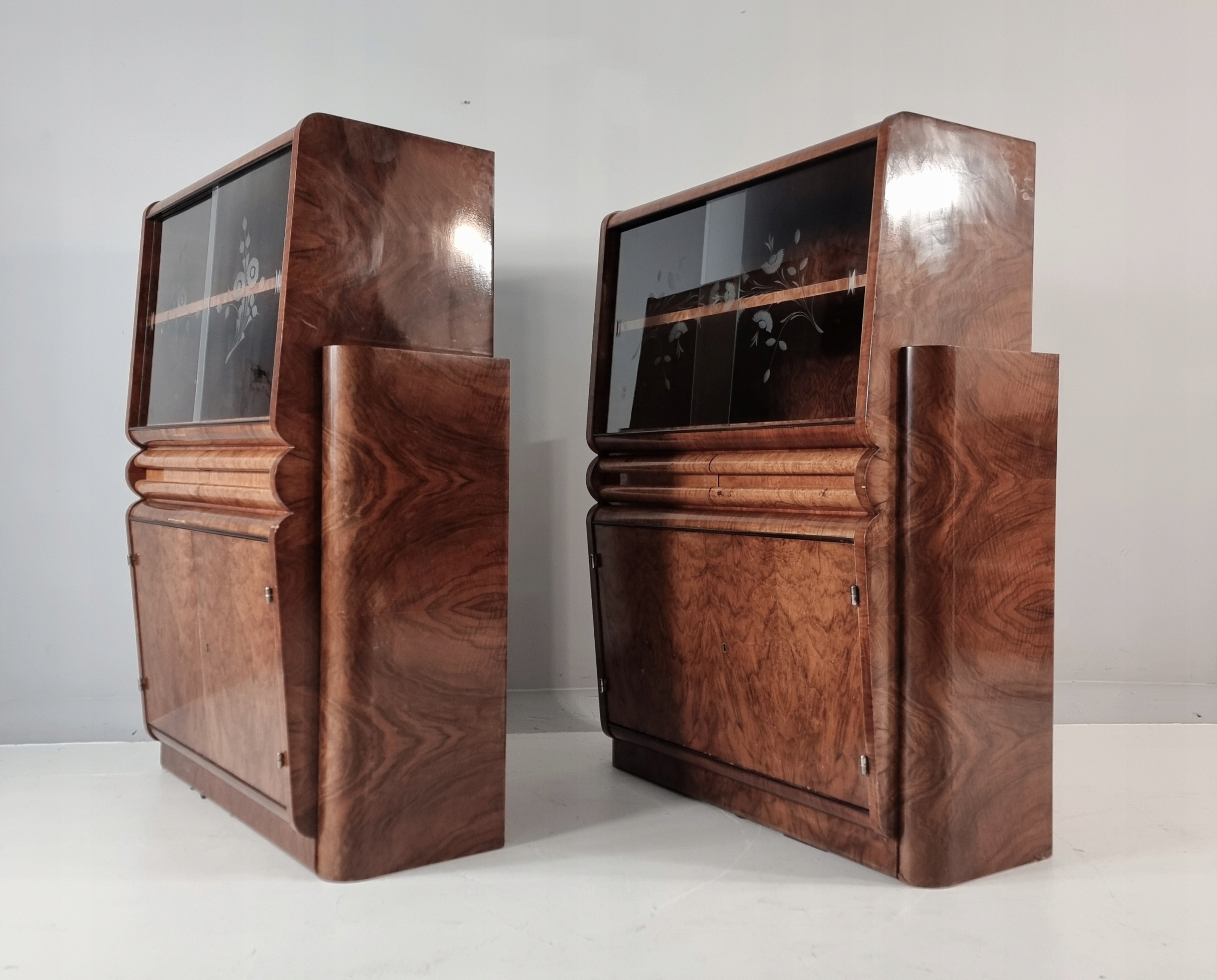 2 BLIŹNIACZE KOMODY / WITRYNY - ART DECO