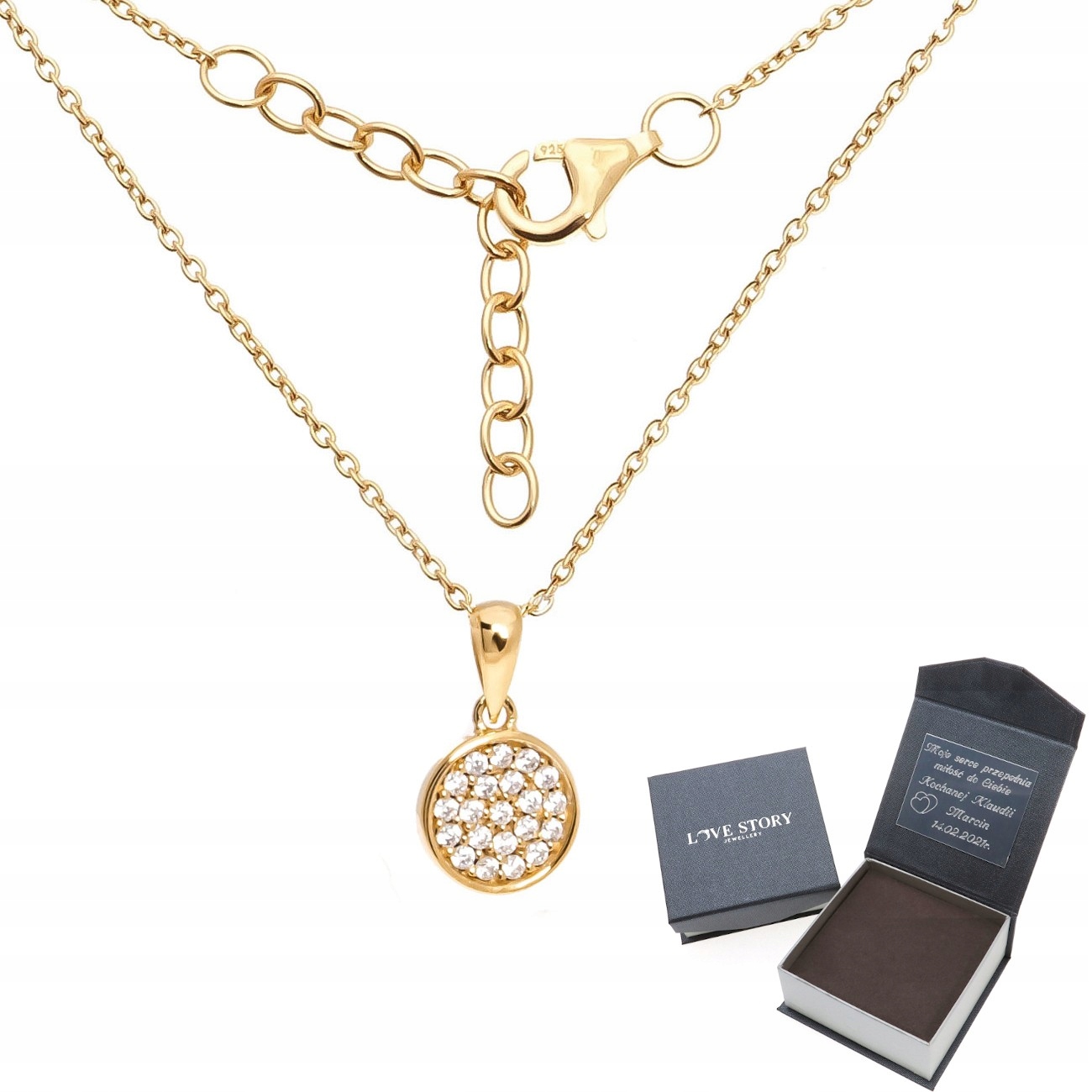 

Łańcuszek srebrny złocony koło kółko cyrkonie 925