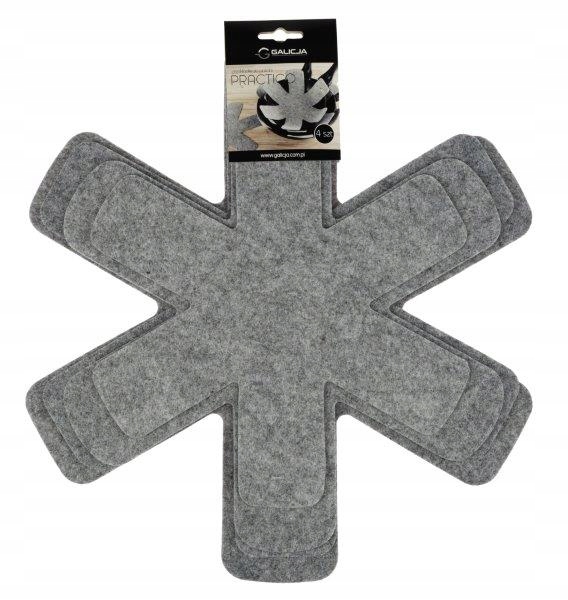 PRZEKŁADKI PODKŁADKI DO PATELNI GARNKÓW OCHRONNE KOMPLET 4SZT SZARE FILCOWE