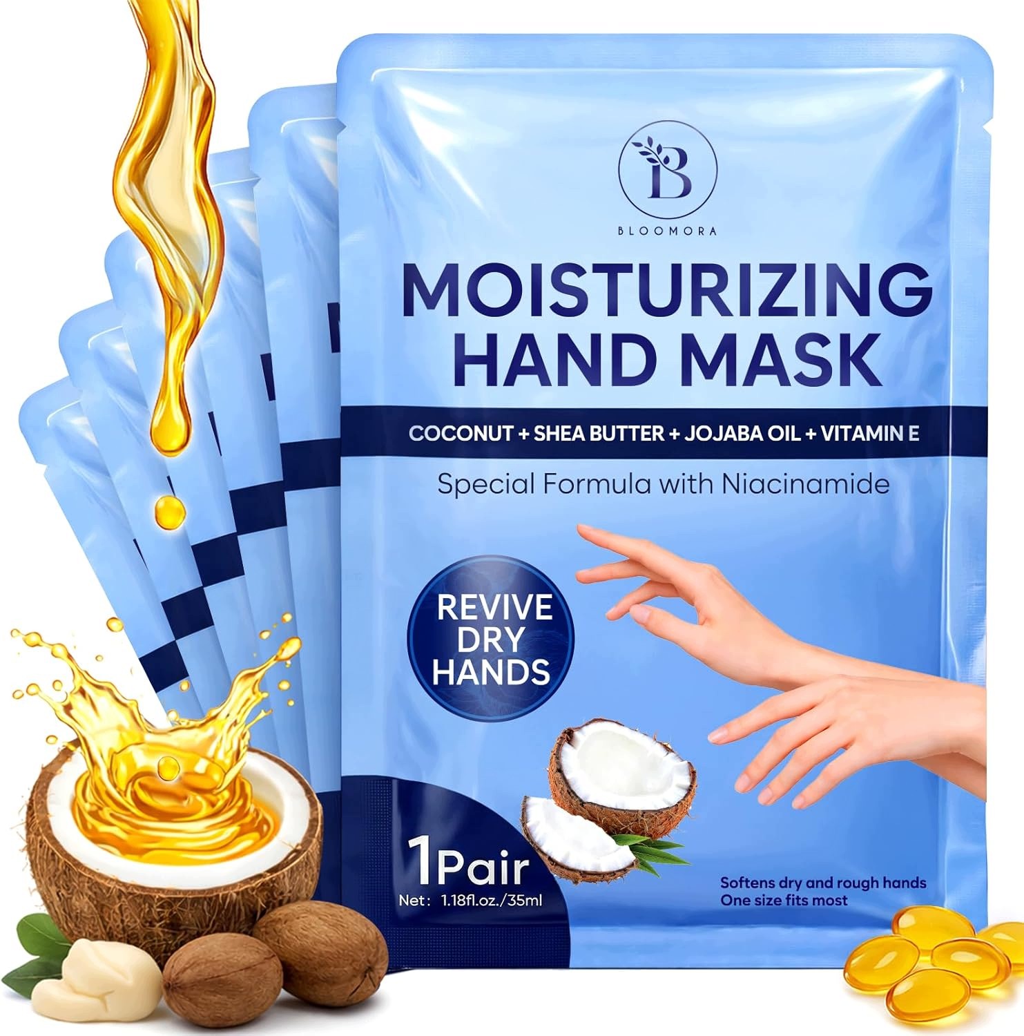 Hydratační Maska Na Ruce Kokos Shea Vitamín E 6 Párů