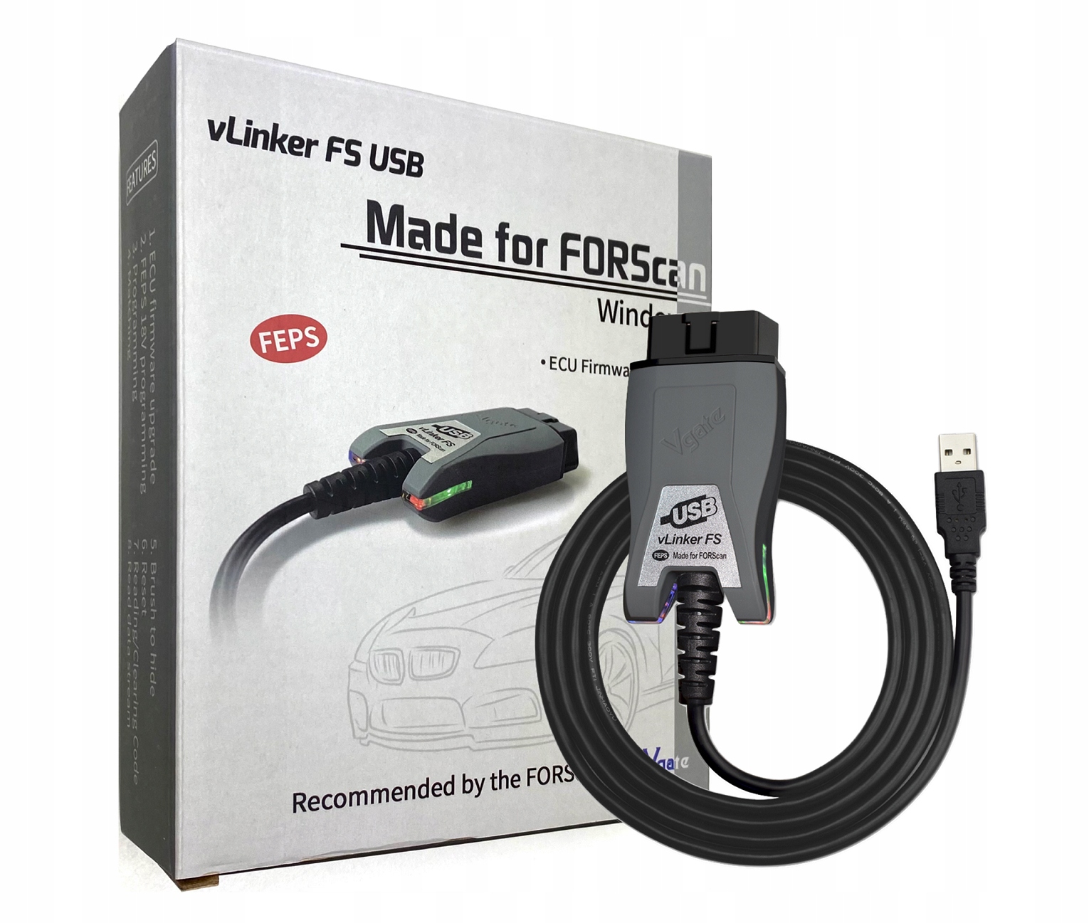 Vgate vLinker FS USB FORScan HS MS CAN FEPS Interfejs Diagnostyczny OBD2