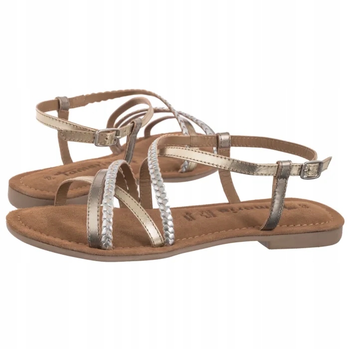 Dámské kožené sandály Tamaris Zlaté/Stříbrné 1-28139 Chapagne