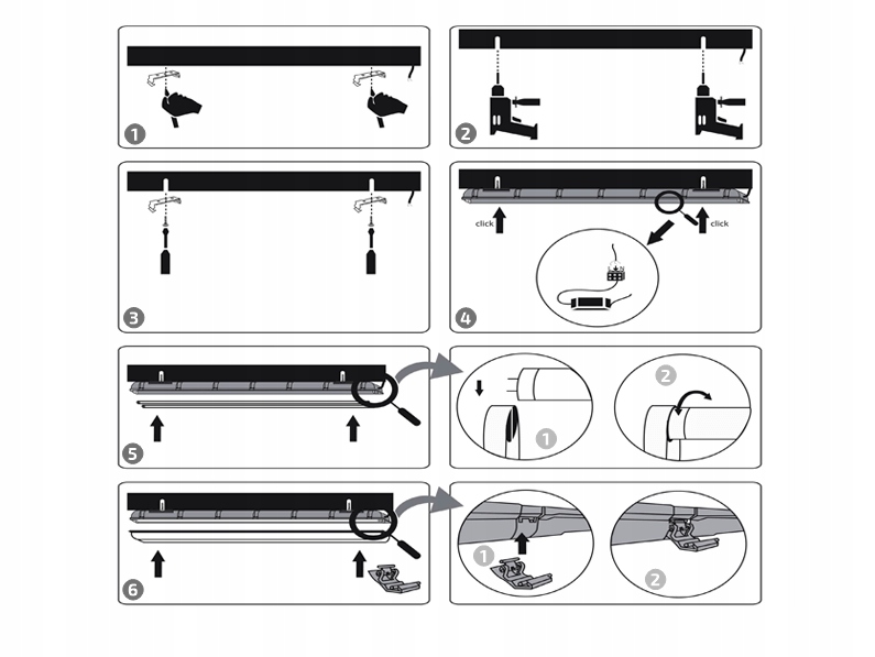 OPRAWA HERMETYCZNA DO ŚWIETLÓWEK LED T8 | 2x120CM Szerokość produktu 10.5 cm