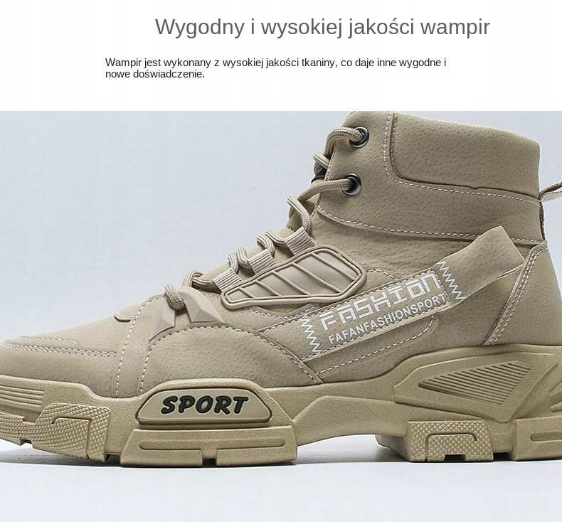 BUTY TAKTYCZNE MĘSKIE TREKKINGOWE SOFTSHELL WODOODPORNE r.43 Kolor beżowy