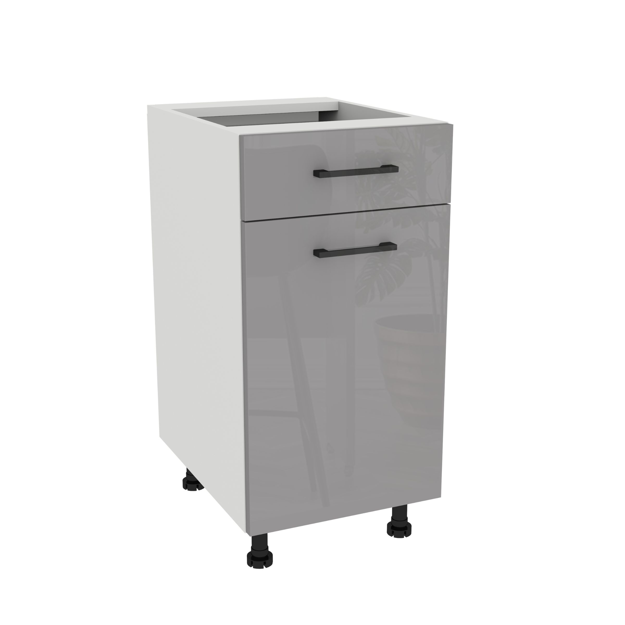 Kuchyňská skříňka šuplík Slim 40 Capri Bílá přední strana Šedá Akryl Lesk