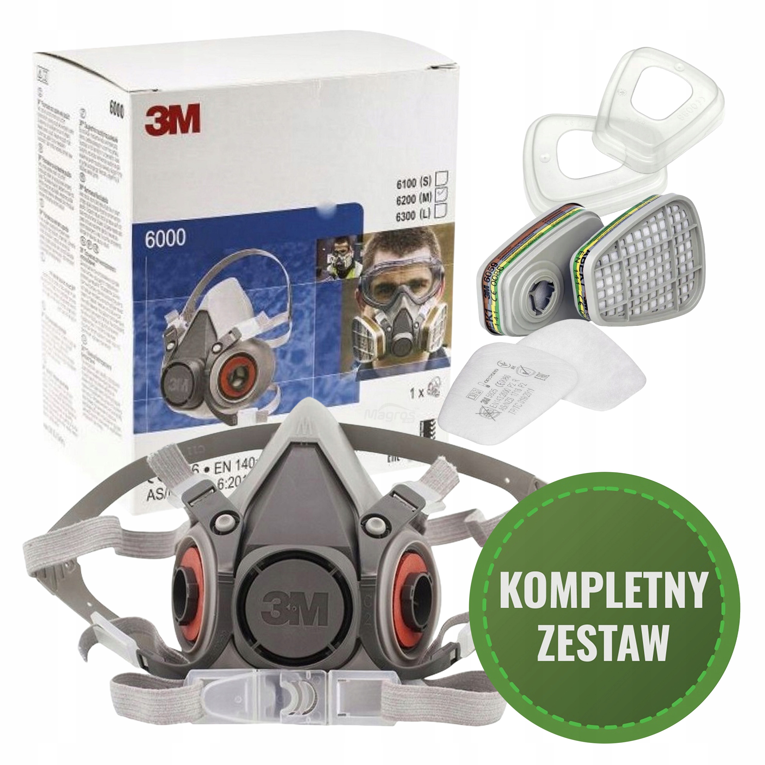 Maska 3M 6200 pro postřiky Pesticidy Herbicidy Kompletní Připravená k použití 3M