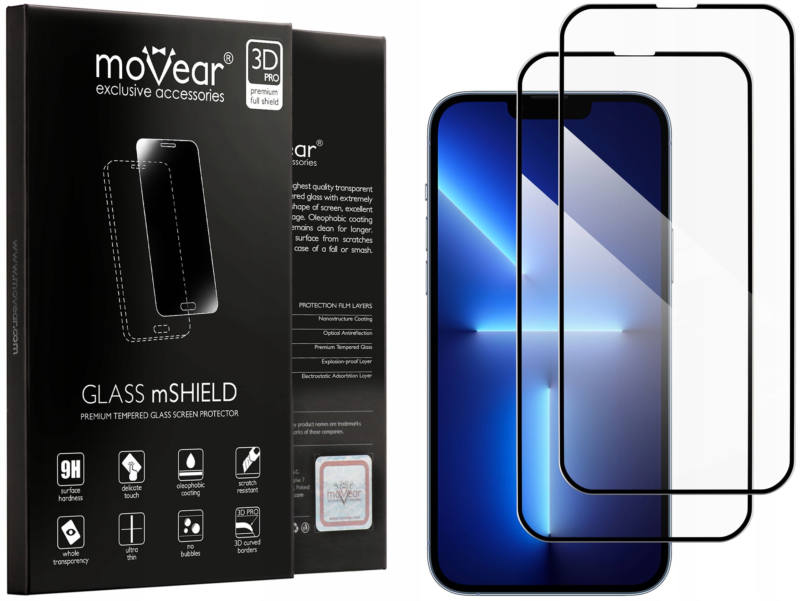 

2 Szkło na cały ekran iPhone 13 Pro Max 6.7 Movear