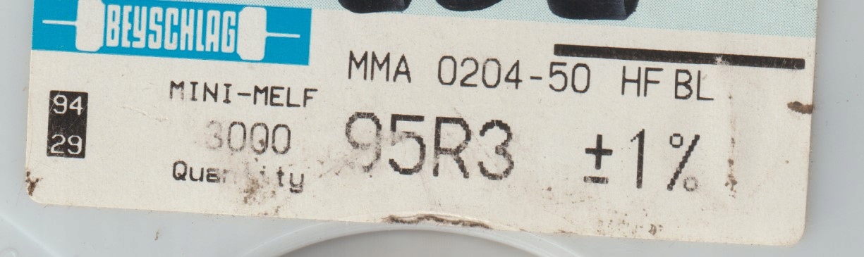 [20szt] 95R3 1% 50ppm rezystor Smd mmelf MMA0204HF Beyschlag high frequency